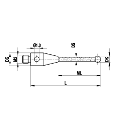 M2 рубиновый шарик Ø6 мм, керамический стержень, L 13 мм, ML 9 мм, для систем ZEISS A-5555-0278